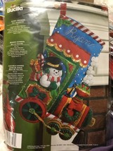 Plaid Bucilla Candy Express train felt stocking kit 18” Christmas New in... - $24.74