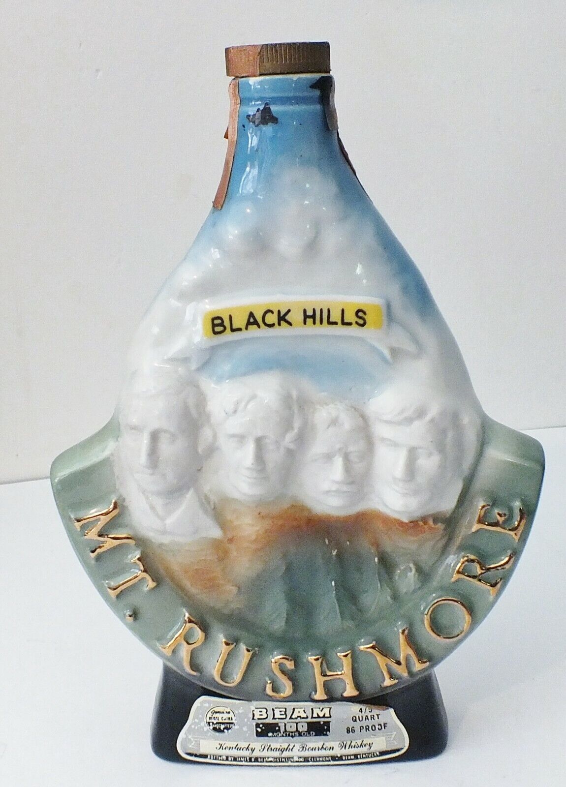 1969 Mt Rushmore Black Hills Jim Beam Whiskey Decanter Liquor Empty