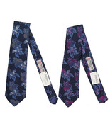 NEW Turnbull &amp; Asser Silk Tie!  Navy with Light Blue Leaf Print &amp; Purple... - $79.99