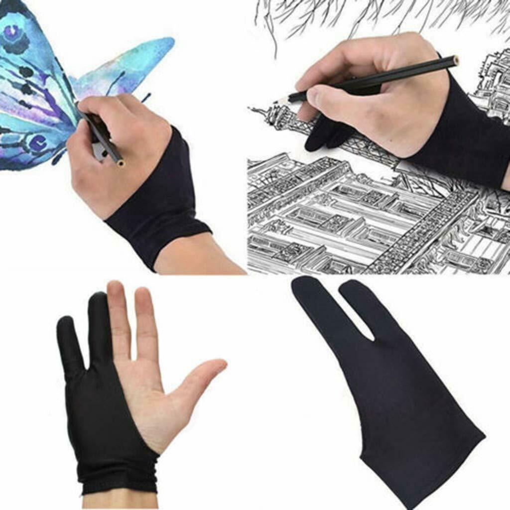 Two Finger Anti-fouling Glove Drawing & Pen Graphic Tablet Pad For Artist Black