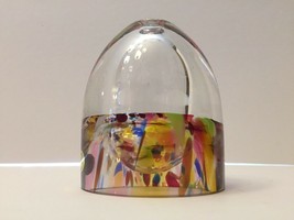 Lead Crystal Art Paperweight Vase Poland  Adam Jablonski Hand Blown Oil ... - $11.26