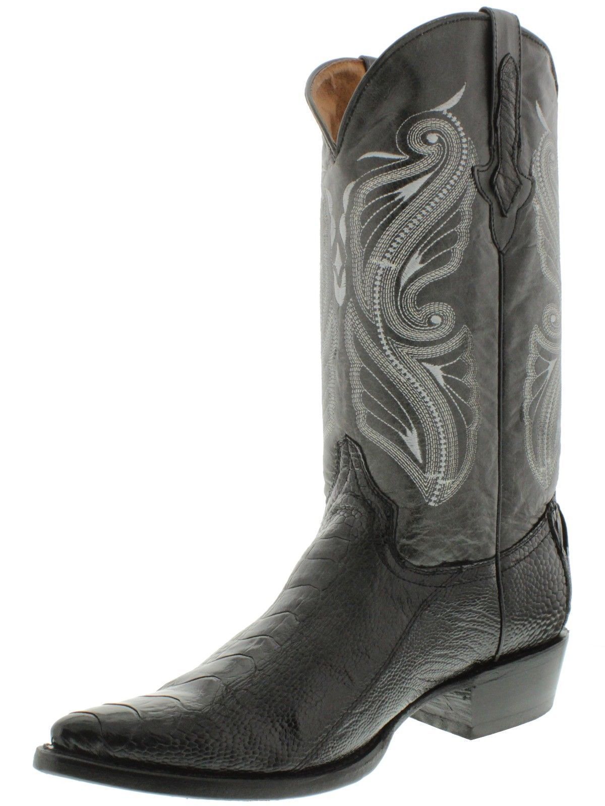 Details about   Mens El Presidente Black Real Ostrich Leg Skin Leather Cowboy Boots J Toe 
