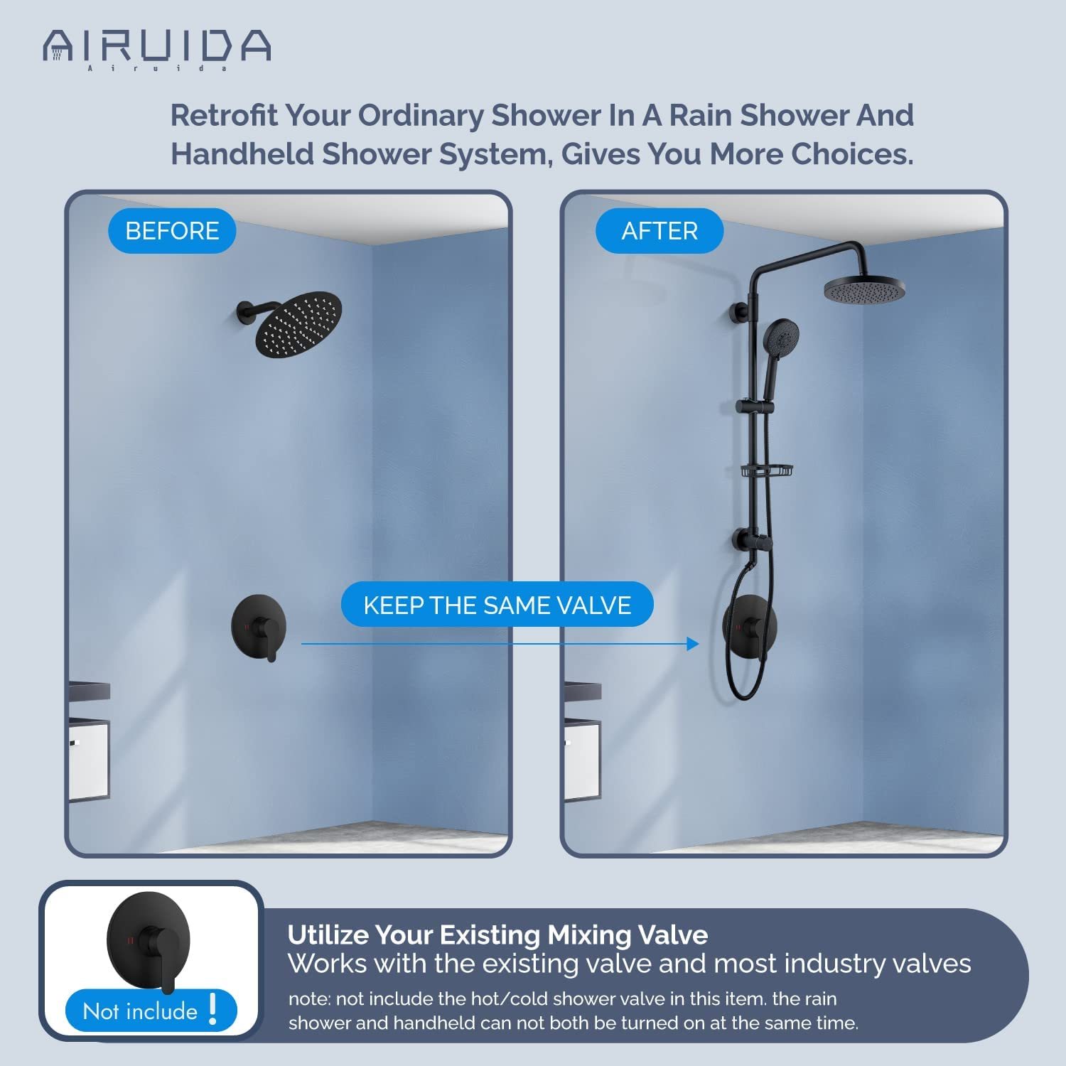 Airuida Retrofit Shower System Matte Black 8 and similar items