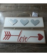 New Valentines Day &quot;Love&quot;  Decor Wall Hanging Sign, metal hearts - $14.73