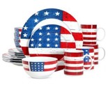 AMERICAN TRADITIONAL PATRIOTIC STARS AND STRIPES 16 PIECE DINNERWARE ...