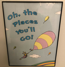 Dr. Seuss Wall Art Cat In The Hat Nursery Decor Oh The Places You’ll Go Framed - $45.53