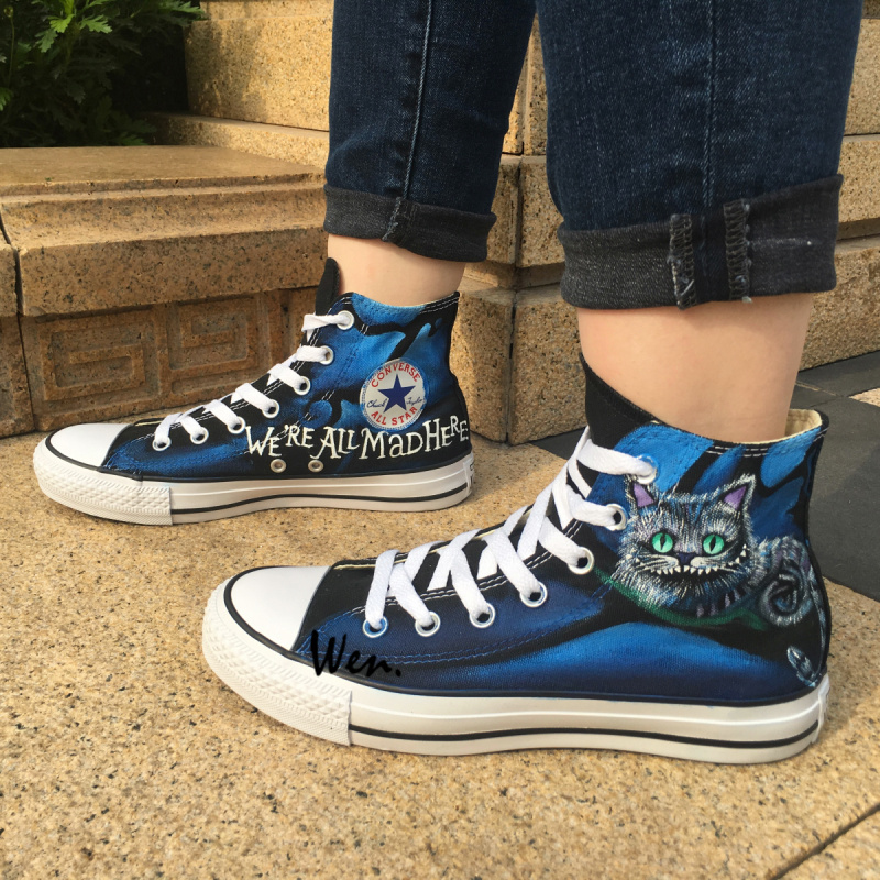 Sneakers Cheshire Cat Converse All Star Hand Painted Shoes Alice in Wonderland