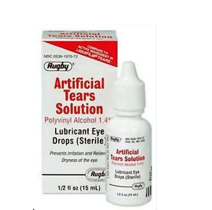 Rugby Artificial Tears Solution Lubricant Eye Drops 15ml polyvinyl