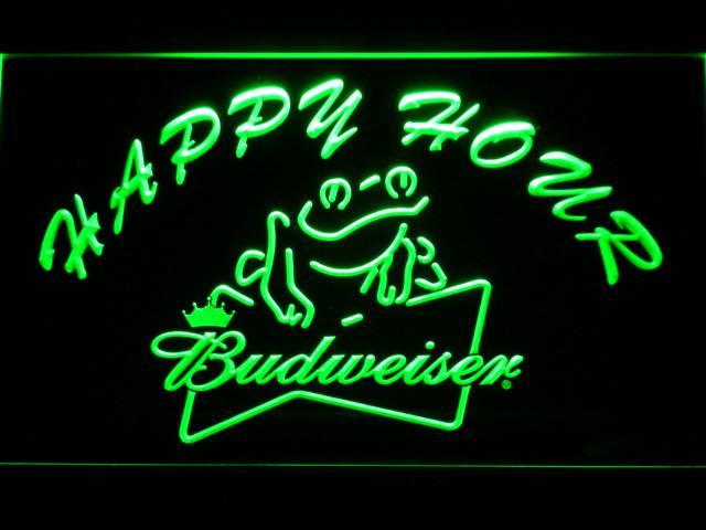 Budweiser Frog Happy Hour LED Neon Sign hang sign the wall decor crafts