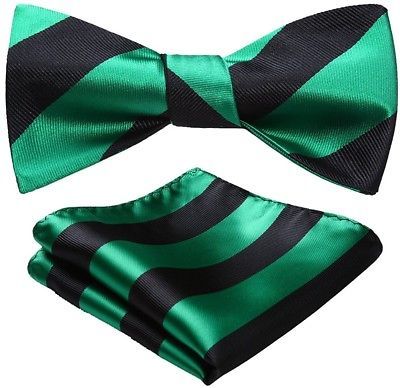 BIYINI Mens Stripe Jacquard Woven Wedding Party Self Bow Tie Set