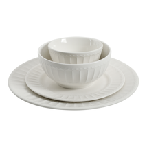Gibson Home Regalia Embossed White Dinnerware Set, 16-Piece Set image 4