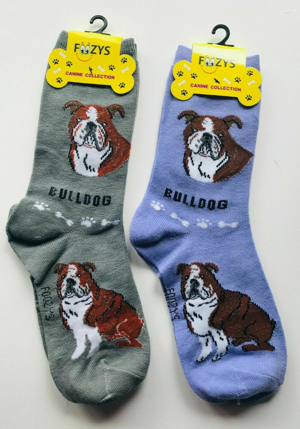 Bulldog British English Dog Breed Women's Foozys Puppy Cute Dogs 2 Pairs Socks