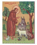St. Francis &amp; the Animals Icon - 4.5&quot; x 6&quot; Wooden Plaques With Lumina Gold - $39.95