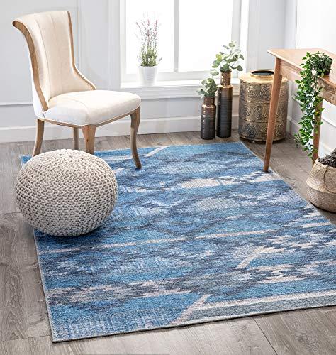 Well Woven Florez Machine Washable Blue Southwestern Diamond Modern   511xawjqmzl. Sl1500  