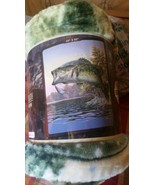 Large Mouth Trout American Heritage Woodland Royal Plush Raschel blanket - $23.75