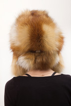Natural Red Fox Fur Full Ushanka Hat Adjustable Saga Furs Aviator Trapper Hat image 5