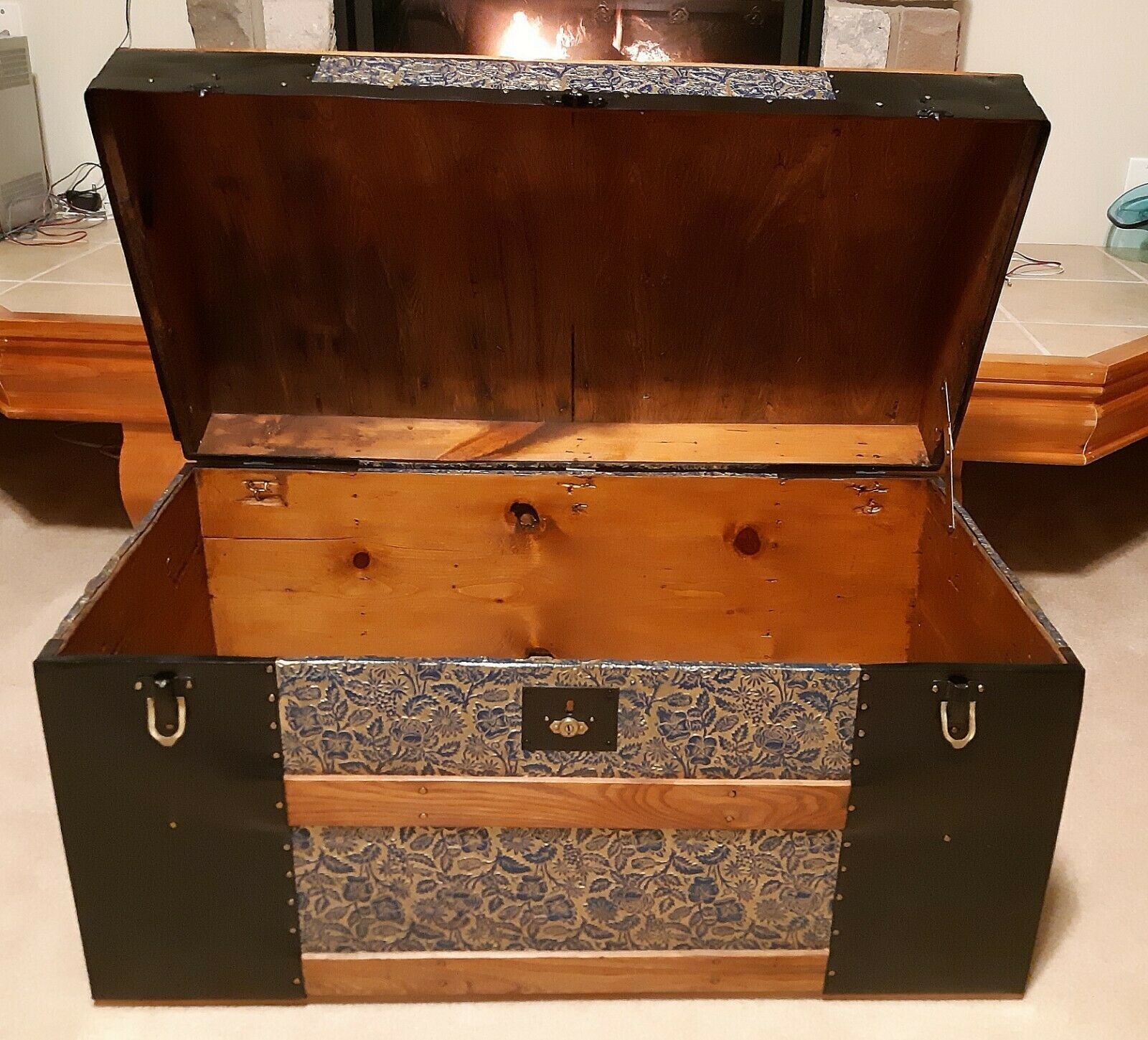 Antique S Dome Top Raised Floral Pattern Steamer Trunk Beautifully Restored