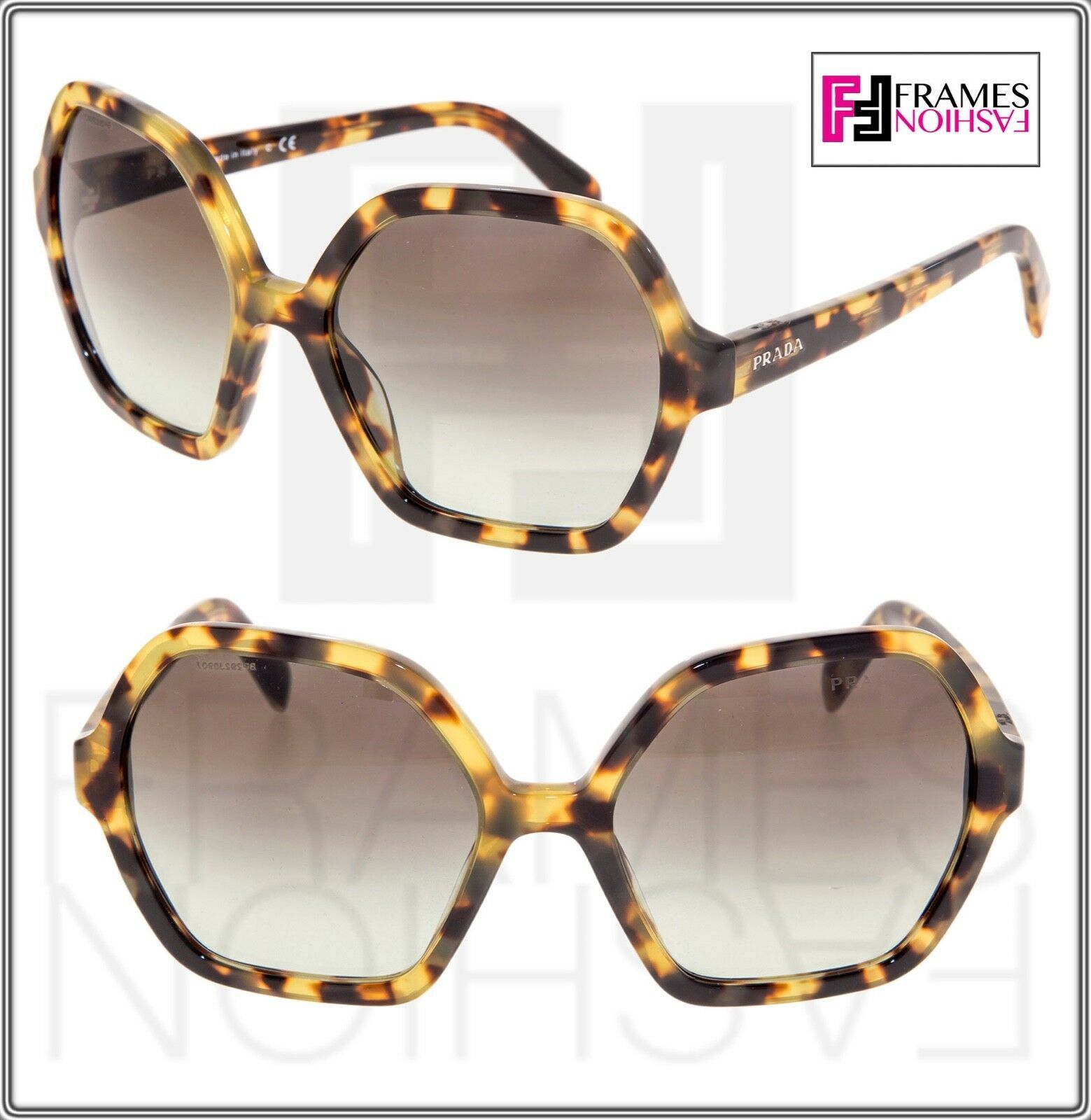 PRADA SOFT POP 06S Geometric Sunglasses Brown Havana Women PR06S Authentic Women