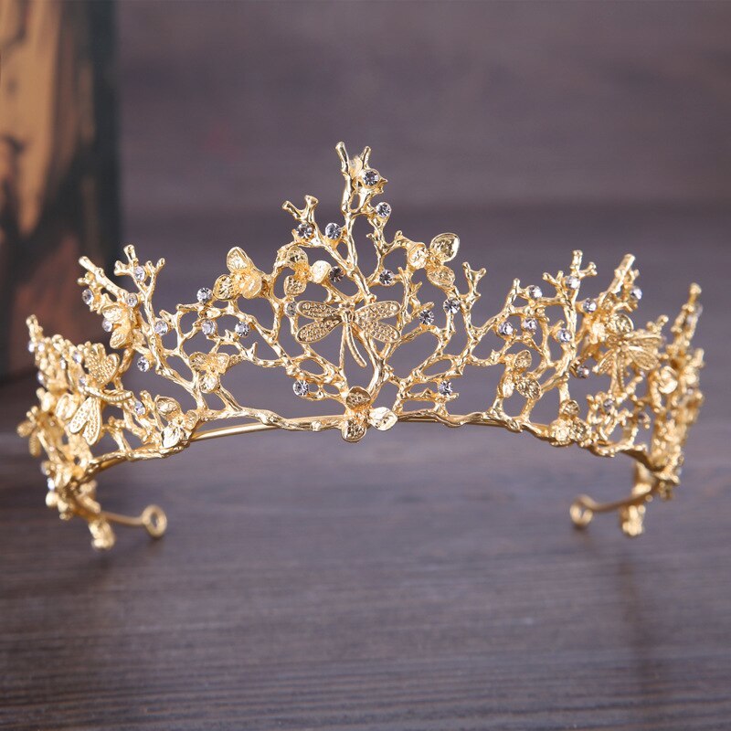Vintage Wedding Crown Tiara Handmade Butterfly Rhinestone Crystal Crown Bridal W