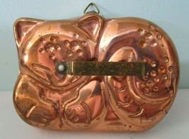 Copper Cat Cookie Cutter Brass Handle Tin Lined Large GUC - $24.30