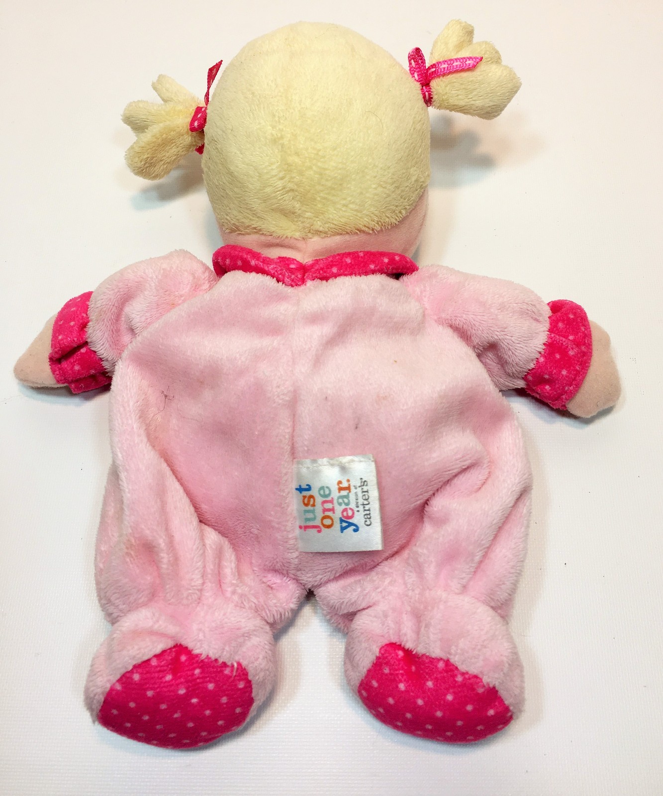 Carters Just One You Doll Pink Polka Dot Blonde Pigtails Bows Baby ...