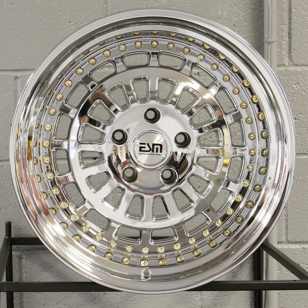 16x9-esm-015-4x100-15-platinum-chrome-gold-rivet-wheels-rims-set-4