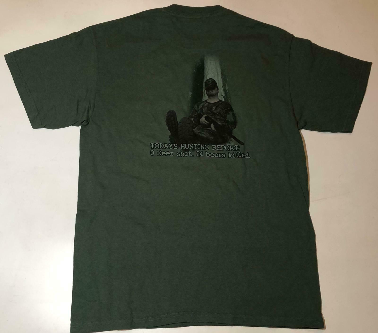 Mountain Life 0 Deer Shot 24 Beers Killed Funny Hunting Green Shirt Cotton M-XL