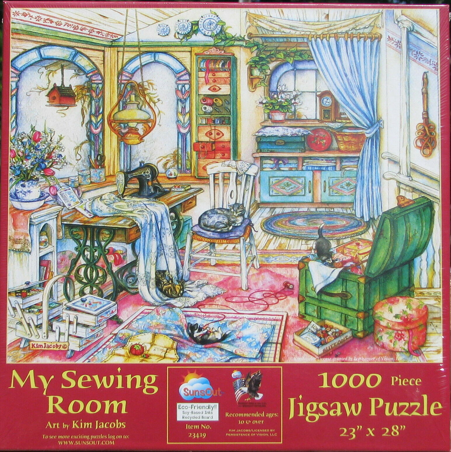 SunsOut My Sewing Room 1000 pc Jigsaw Puzzle Kim Jacobs - Jigsaw