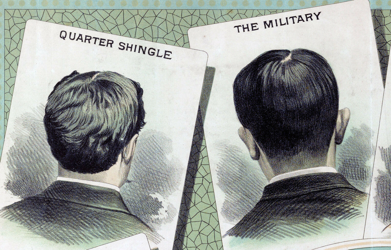 1884 Barber Shop Hair Styles Cutting PHOTO Chart Illustration Salon 
