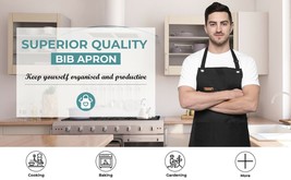 Chef Apron, Cotton &amp; Polyester, Adjustable, Professional, Kitchen, Black - $15.88
