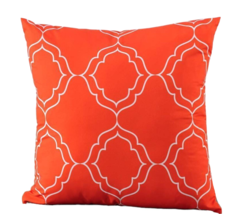 Orange Throw Pillow Outdoor Geometric 18" x 18"  UV50 Sun Weather Resistant  image 1