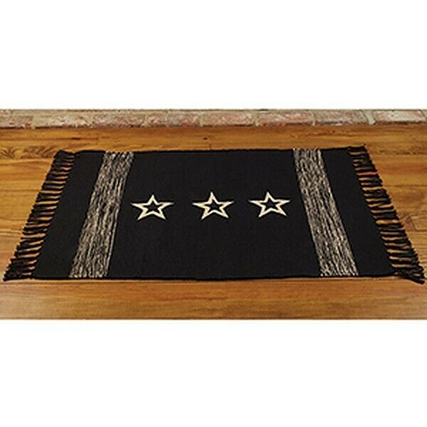 Country House Black Rug with Stars