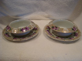 Hand painted porcelain white and floral pattern ramkins - $15.00