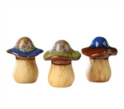 Mushroom Toadstool Statues Set of 3 Garden Ceramic 4.9" High 3 Colors Forest - $39.10