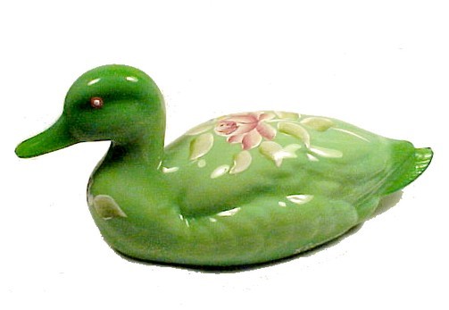 Fenton Art Glass Duck Figurine Hand Painted Signed New Fenton