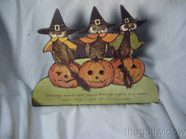 Bethany Lowe 3 Owls and Pumpkins on Halloween Dummy Board no. RL8151 image 1