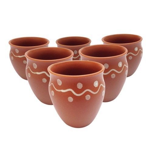 Earthenware collectable Tea cup Coffee Mug Handcrafted painted Indian khulad - $23.76