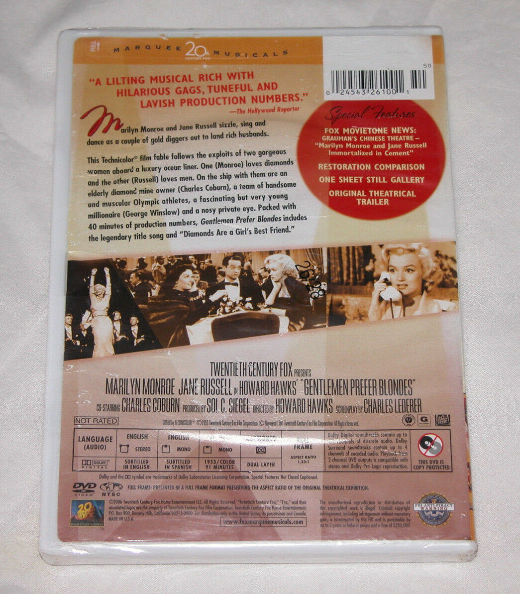 Gentlemen Prefer Blondes DVD 2006 Marquee Musical 20th Century Fox USA ...