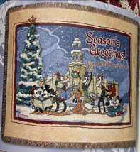 Disney Parks Mickey Mouse Tapestry Seasons Greetings Throw Blanket NEW image 2