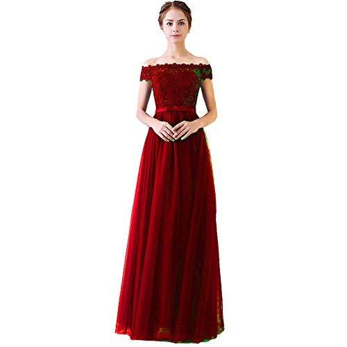 Beaded Lace Long Off The Shoulder Prom Dress Evening Gown Wine Red US 4