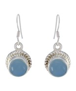 attractive Blue Chalcedony 925 Sterling Silver Blue Earring genuine jewe... - $27.50