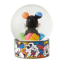 Disney Britto Mickey Mouse Water Ball Globe 5.12" High Glitter Round Resin Glass image 4