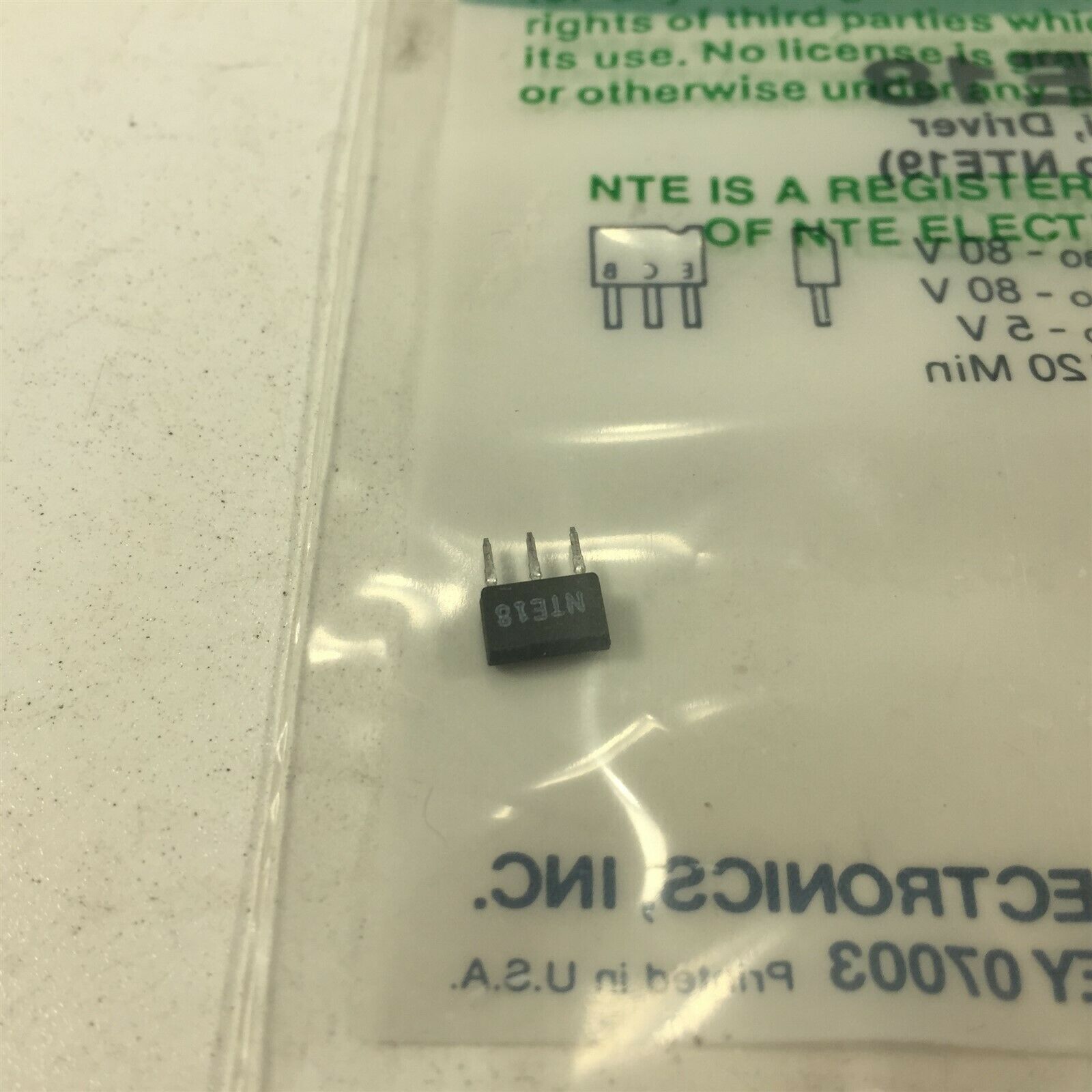 (3) NTE NTE18 Silicon NPN Transistor High Voltage High Current Capacity