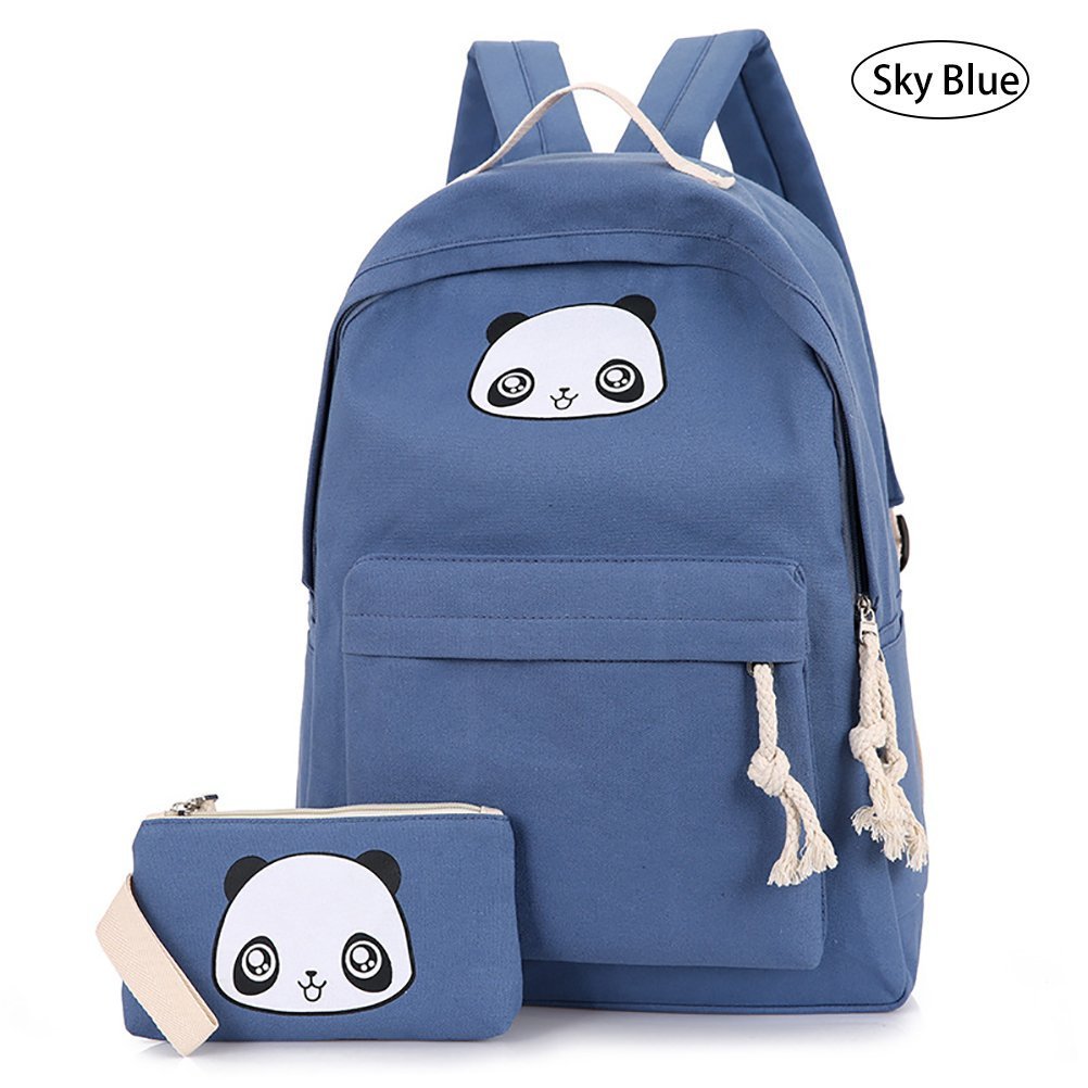 Cute Panda Backpack Lightweight Casual Canvas School Backpacks for Teen Girls - Backpacks