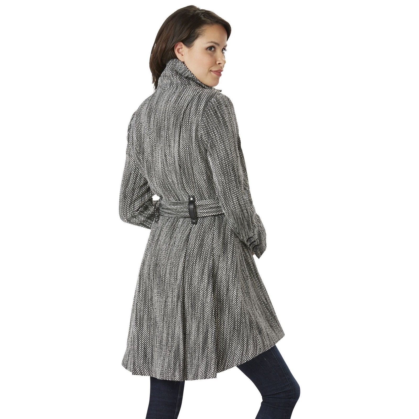 Women's Steve Madden Drama Coat Black/White Tweed XL #NJHSI-G5 - Coats & Jackets