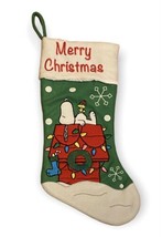Snoopy &amp; Woodstock Felt Christmas Stocking Merry Christmas Dog House Pea... - $14.00
