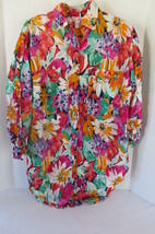 Women's Sita Floral Button Down Bright Long Sleeve Shirt Size S - $4.99