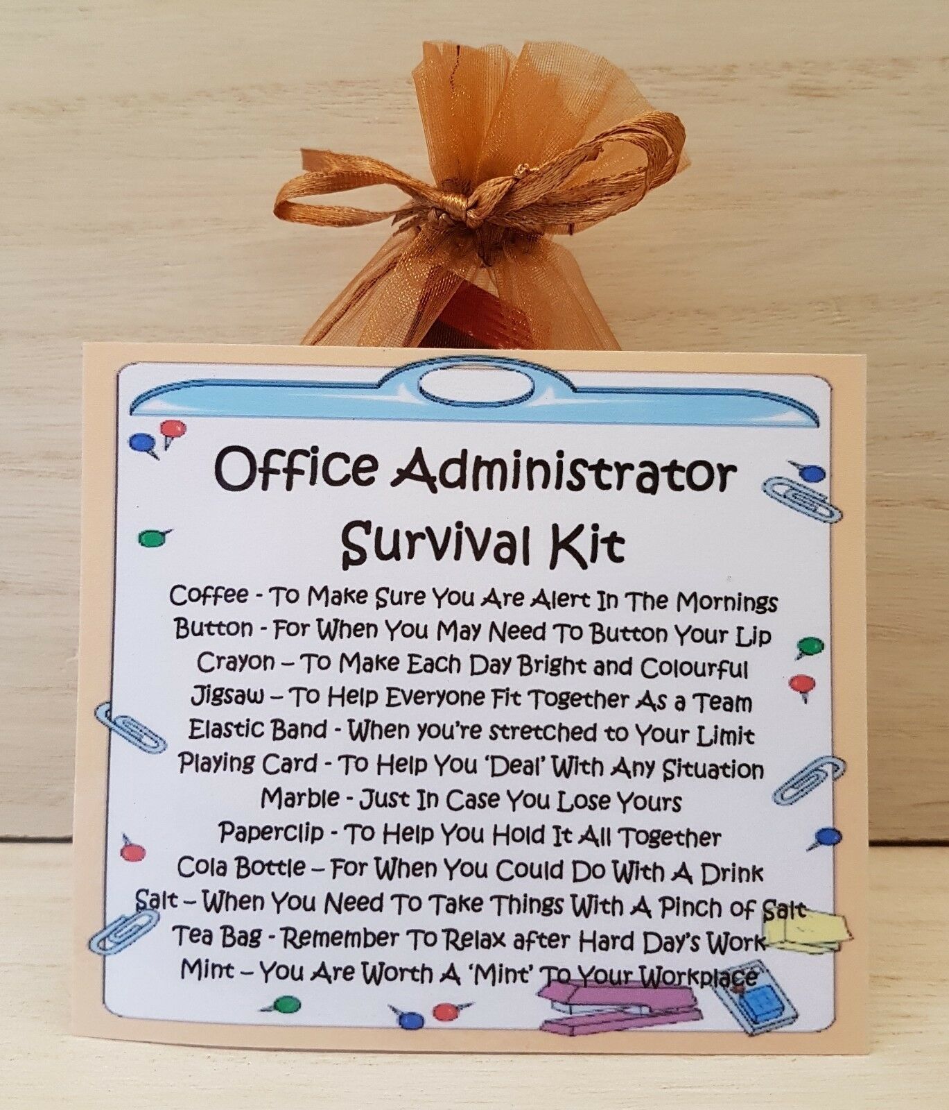 Office Administrator Survival Kit - Unique Fun Novelty Gift & Card All ...