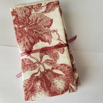 Cloth Napkins, Set of 4, Red Cream Toile Fabric, Fruit Decor, Apple Grapes Pear image 5