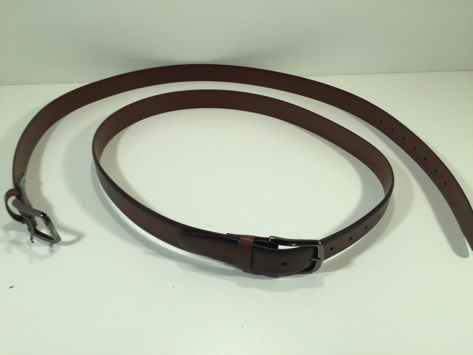 Primary image for Perry Ellis Portfolio HP32048 Brown Leather Belt Size 36 Gunmetal Belt Buckle